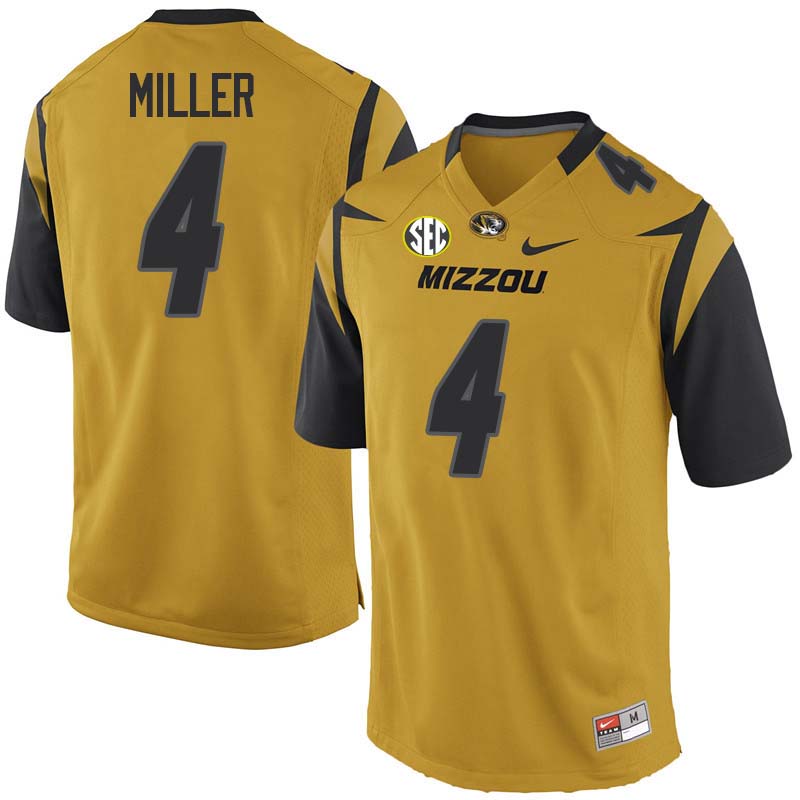 Men #4 Isaiah Miller Missouri Tigers College Football Jerseys Sale-Yellow - Click Image to Close